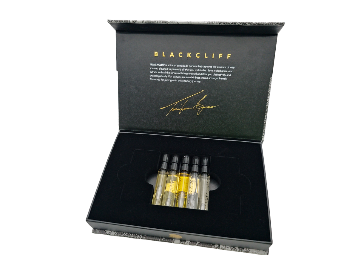 SELAH Discovery collector set: five mini fragrance bottles in open black box
